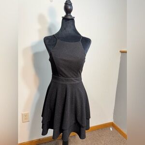 Trixxi Black sparkly Y2K cocktail homecoming skater skirt lace dress siz…